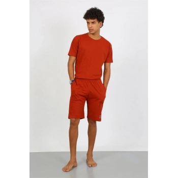 MİRAY- Erkek Pamuk Lakost Alt Üst Kaprili Pijama Takım Kremit