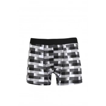 MİRAY- Erkek Penye Likralı Desenli Boxer Füme