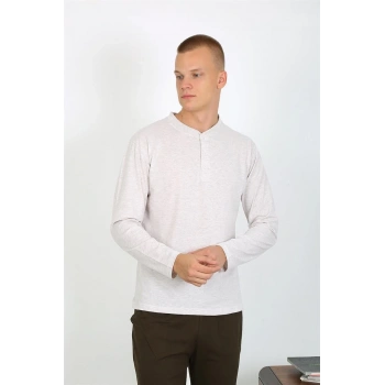MİRAY- Erkek Penye Uzun Kol Pijama Takımı Ekru