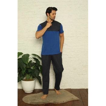 MİRAY- Erkek Saks 3lü Pijama Takım