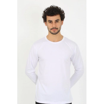 MİRAY- Erkek Sıfır Yaka Uzun Kol Beyaz Fanila