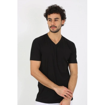 MİRAY- Erkek V Yaka Siyah Penye Atlet