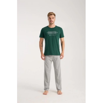 MİRAY- Erkek Yeşil Kısa Kol Pijama Takımı
