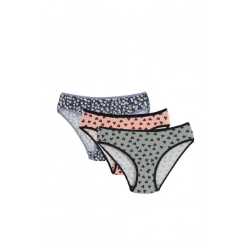 MİRAY- Kadın 3lü Külot Lacivert - Somon - Yeşil