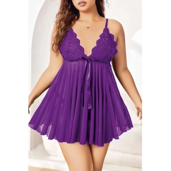 MİRAY- Kadın Büyük Beden Fantezi Gecelik Mor