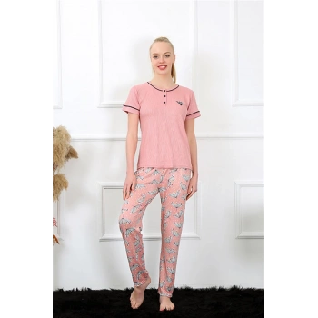 MİRAY- Kadın Gül Kurusu Kısa Kol Pijama Takım