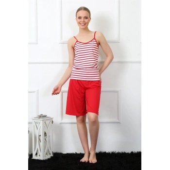 MİRAY- Kadın İp Askılı Kapri Takım Kırmızı