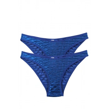 MİRAY- Kadın Mavi Dalga Desenli Parlak 2li Slip