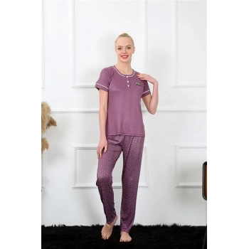 MİRAY- Kadın Mürdüm Kısa Kol Pijama Takım