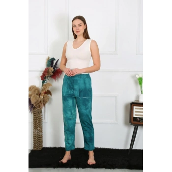 MİRAY- Kadın Pamuk Cepli 3 İplik Alt Eşofman Turkuaz