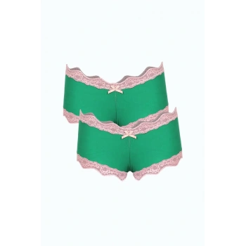 MİRAY- Kadın Pamuklu 2li Boxer Fıstık Yeşili