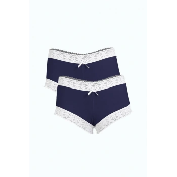 MİRAY- Kadın Pamuklu 2li Boxer Lacivert