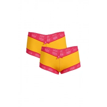 MİRAY- Kadın Pamuklu 2li Boxer Sarı