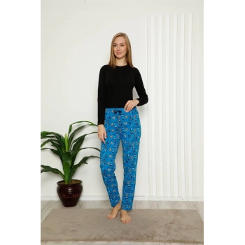 MİRAY- Kadın Pamuklu Alt Pijama Saks