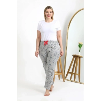 MİRAY- Kadın Pamuklu Büyük Beden Alt Pijama Gri