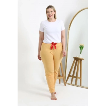 MİRAY- Kadın Pamuklu Büyük Beden Alt Pijama Sarı