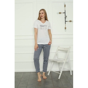 MİRAY- Kadın Penye Pijama Takım Beyaz