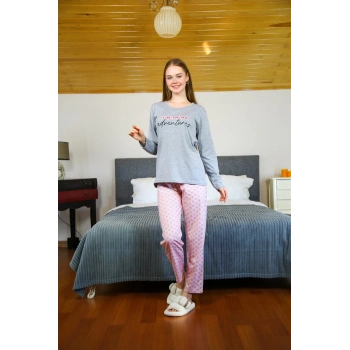 MİRAY- Kadın Penye Uzun Kol Pijama Takım