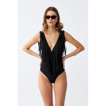 MİRAY- Kadın Püsküllü Mayo Siyah