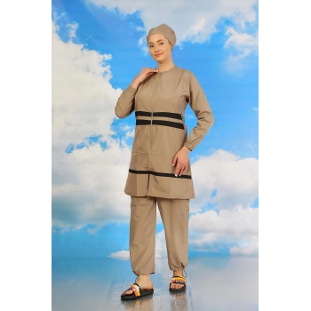 MİRAY- Kadın Tam Tesettür Mayo Bej