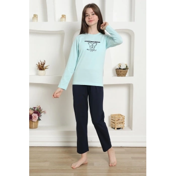 MİRAY- Kız Çocuk Penye Pijama Takım Su Yeşili
