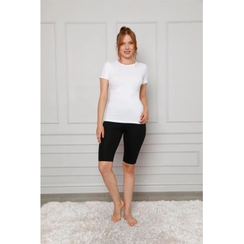 MİRAY- Penye Likralı Diz Üstü Tayt Siyah