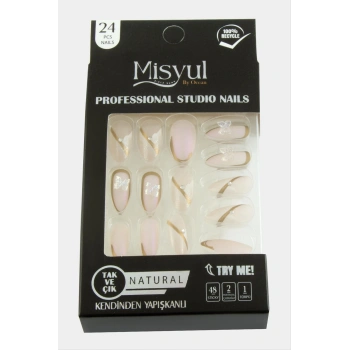 Misyul Taşlı Takma Tırnak 24 Adet