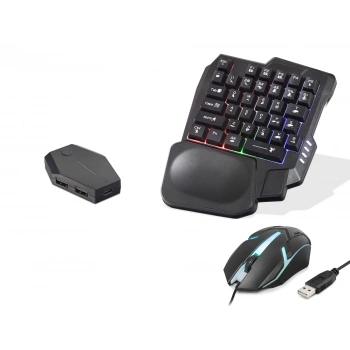 Mobil Oyun Klavye Mouse Dönüştürücü Seti Rgb Siyah ND762