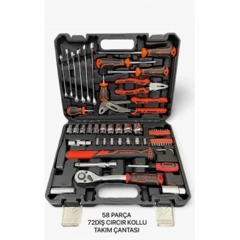Model 58 Parça Lokma Anahtar Takımı 1-2 Ve 1-2 El Aletleri Seti 58 Parça