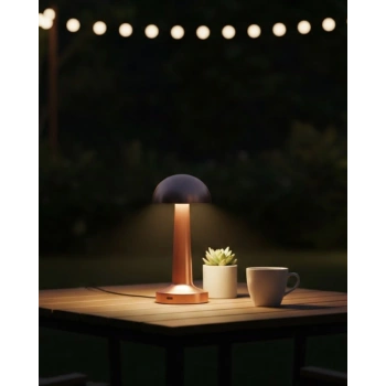 Modern Bronz Masa Lambası 3 Renk Led Dokunmatik Şarjlı Model