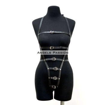 MARSİLYAN- Ağ Bölgesi Açık Deri Fantezi Giyim, Deri Deri Body Harness - APFT790