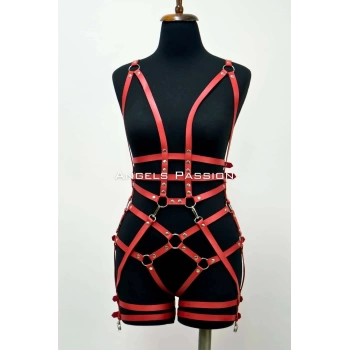 MARSİLYAN- Deri Body Harness, Deri Dansçı Kostüm, Pole Dans Kostüm - APFT502