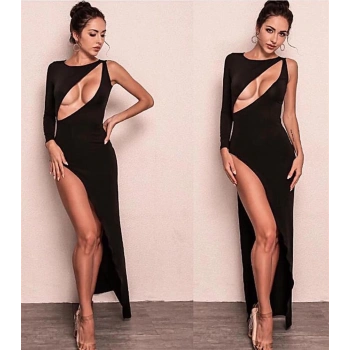 MARSİLYAN- Derin Dekolteli Uzun Yırtmaçlı Elbise