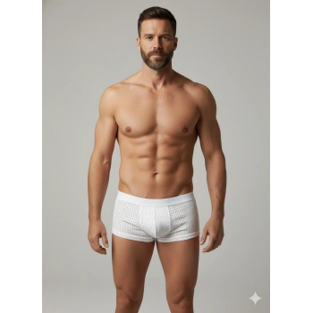MODLİVE Erkek Beyaz File Boxer