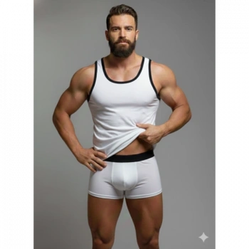 MODLİVE Erkek Beyaz Tank Top Boxer Takım