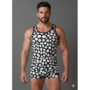 MODLİVE Erkek Desenli Tank Top Boxer Takımı
