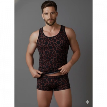 MODLİVE Erkek Desenli Tank Top Boxer Takımı