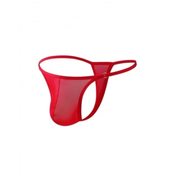 MARSİLYAN- Erkek Kırmızı Transparan Tanga İç Giyim