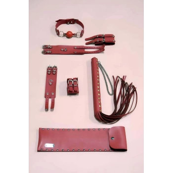 MARSİLYAN- Kırbaç Kelepçe Takım 4lü Set, El - Ayak Kelepçesi, Kırbaç, Ağız Topu - APFT1306