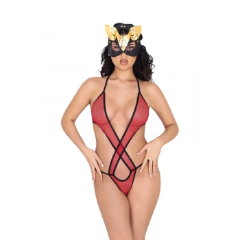 MARSİLYAN- Kırmızı Lcralı Tül Bodysuit - 935