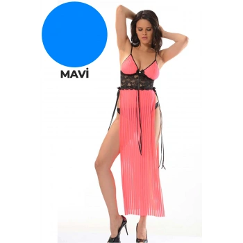 MARSİLYAN- Mavi Dantel Gecelik - 211