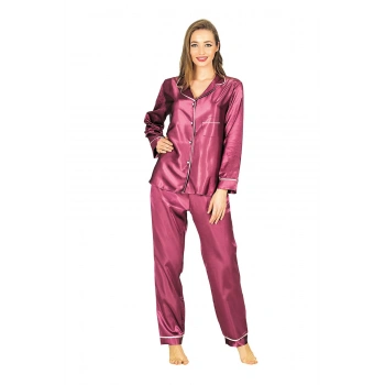 MODLİVE Mor Saten Pijama Takımı - 1613