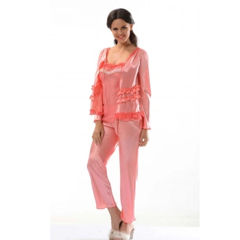 MARSİLYAN- Nar Çiçeği Saten Pijama Takımı - 1413