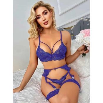 Mor Dantel Fantezi Jartiyer Takımı