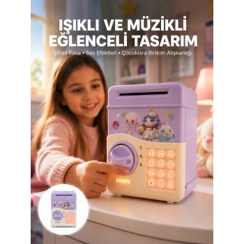 Mor Otomatik Para Girişli Elektronik Şifreli Kumbara