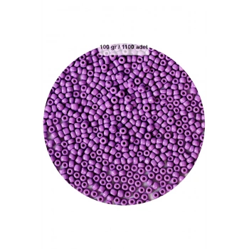 Mor Renk 4 mm Yaklaşık 1100 adet / 100 gram Cam Boncuk Oya Yazma Bileklik ve Kolye