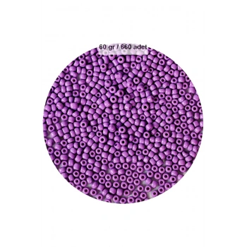 Mor Renk 4 mm Yaklaşık 660 adet / 60 gram Cam Boncuk Oya Yazma Bileklik ve Kolye
