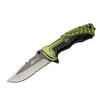 Mtech 4-12-1 Haki Kurtarma / Kamp Çakısı 21cm- Yarı Otomatik, Testere Detaylı, Cam Kırma Aparatlı, Kemerlikli