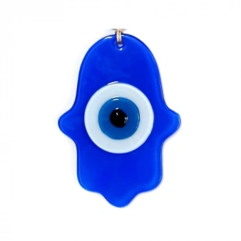 Nazar Boncuklu Mavi Renk Fatma Ana Bereket Eli Cam Duvar Süsü