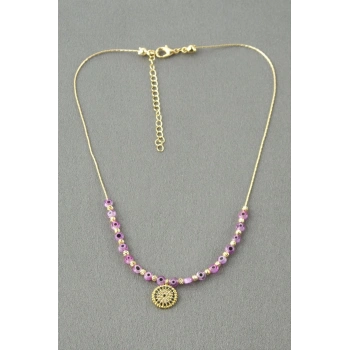 Nazar Boncuklu Zirkon Taşlı Kolye